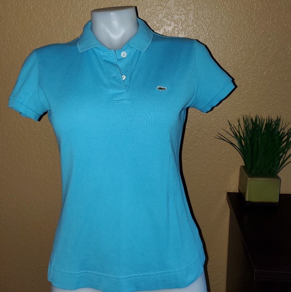 Lacoste Polo Shirt Top sz 40 S light blue